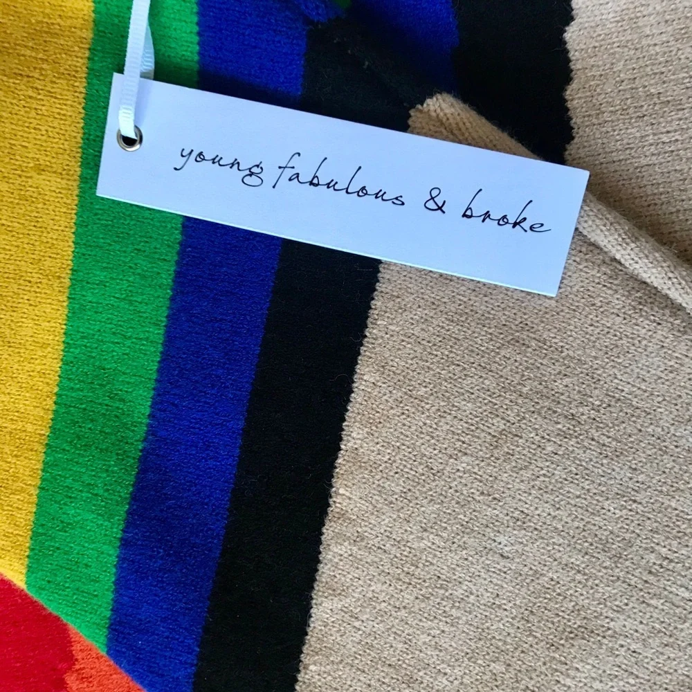 Young Fabulous & Broke Rainbow Sweater Size M/L - Picture 3 of 6